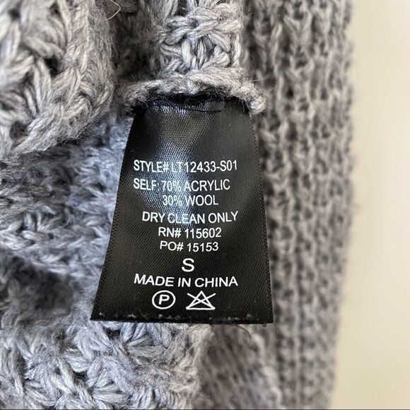 Lush-Grey Chunky Wool Blend Pullover Sweater - Picture 7 of 8